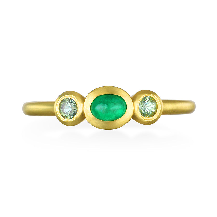 18 Karat Gold Emerald and Peridot Stack Ring
