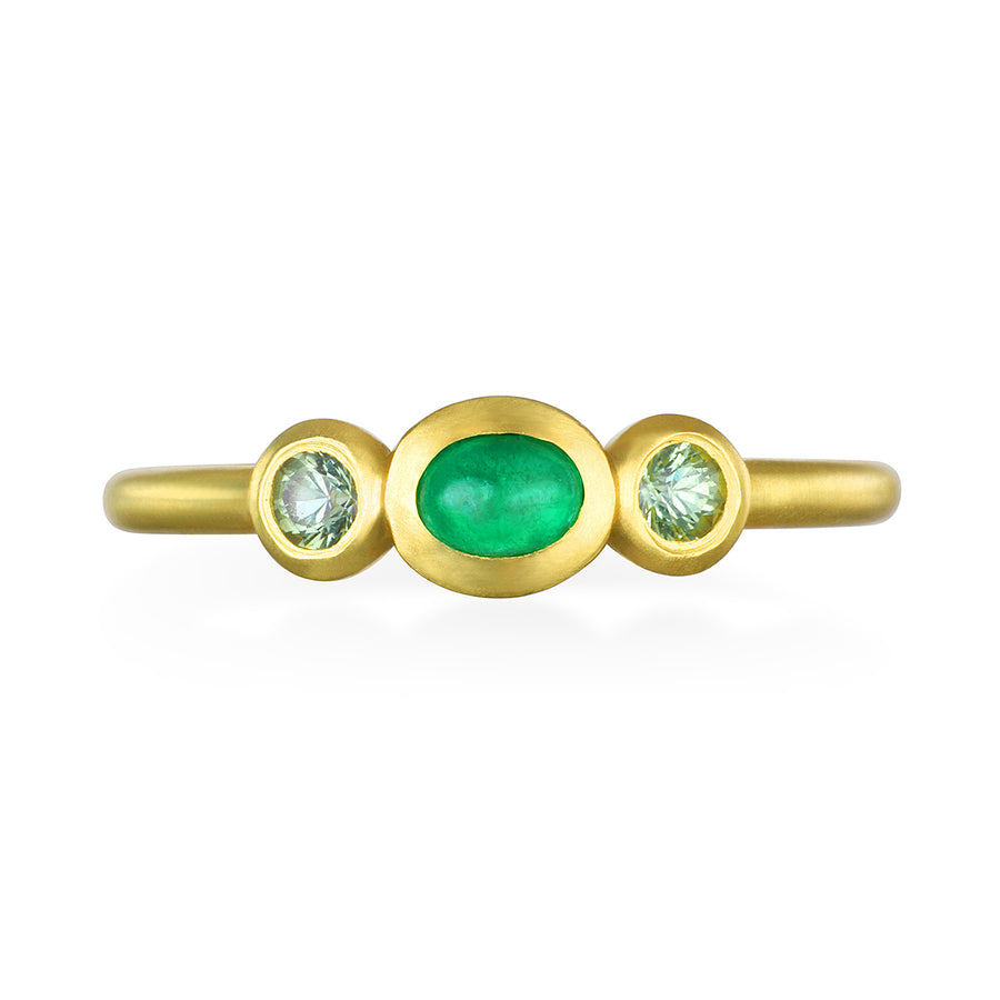 18 Karat Gold Emerald and Peridot Stack Ring