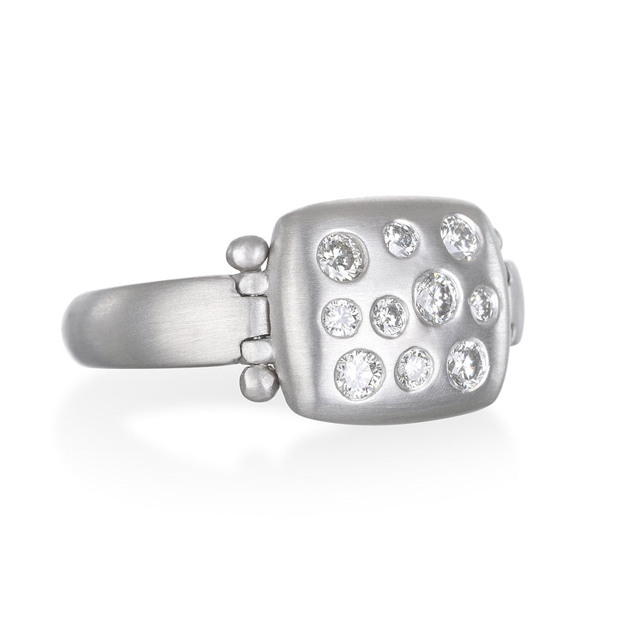 Platinum Diamond Burnished Chiclet Ring