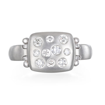 Platinum Diamond Burnished Chiclet Ring
