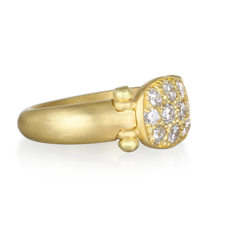 18 Karat Gold Diamond Pave Chiclet Ring