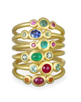 18 Karat Gold Ruby and Tourmaline Stack Ring