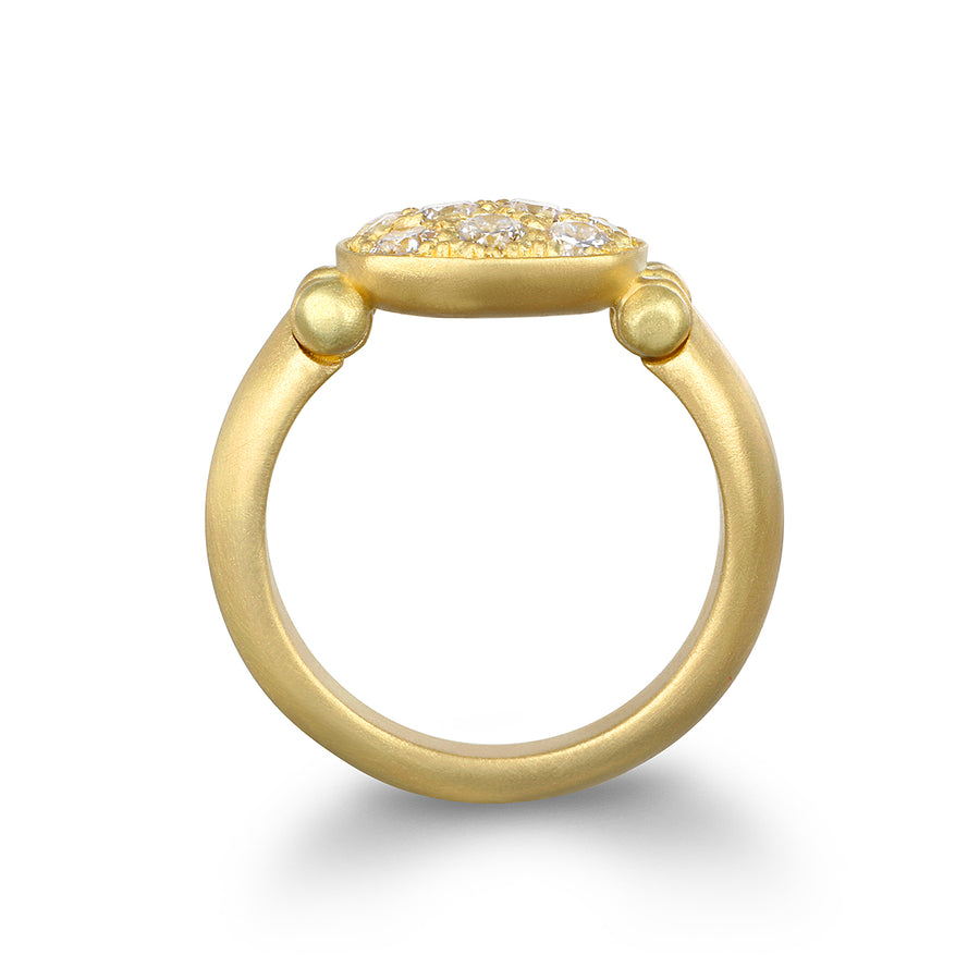 18 Karat Gold Diamond Pave Chiclet Ring