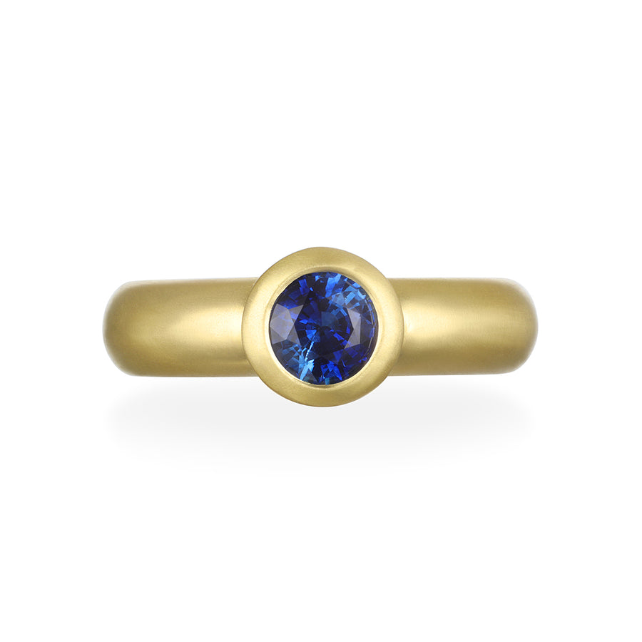 18 Karat Gold Ceylon Sapphire Bezel Ring