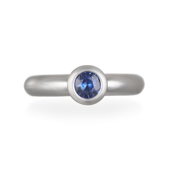Platinum Ceylon Blue Sapphire Bezel Ring – Faye Kim Designs