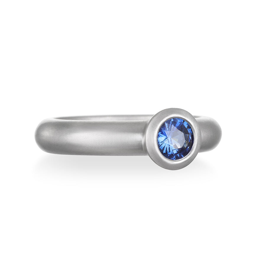 Platinum Ceylon Sapphire Bezel Ring