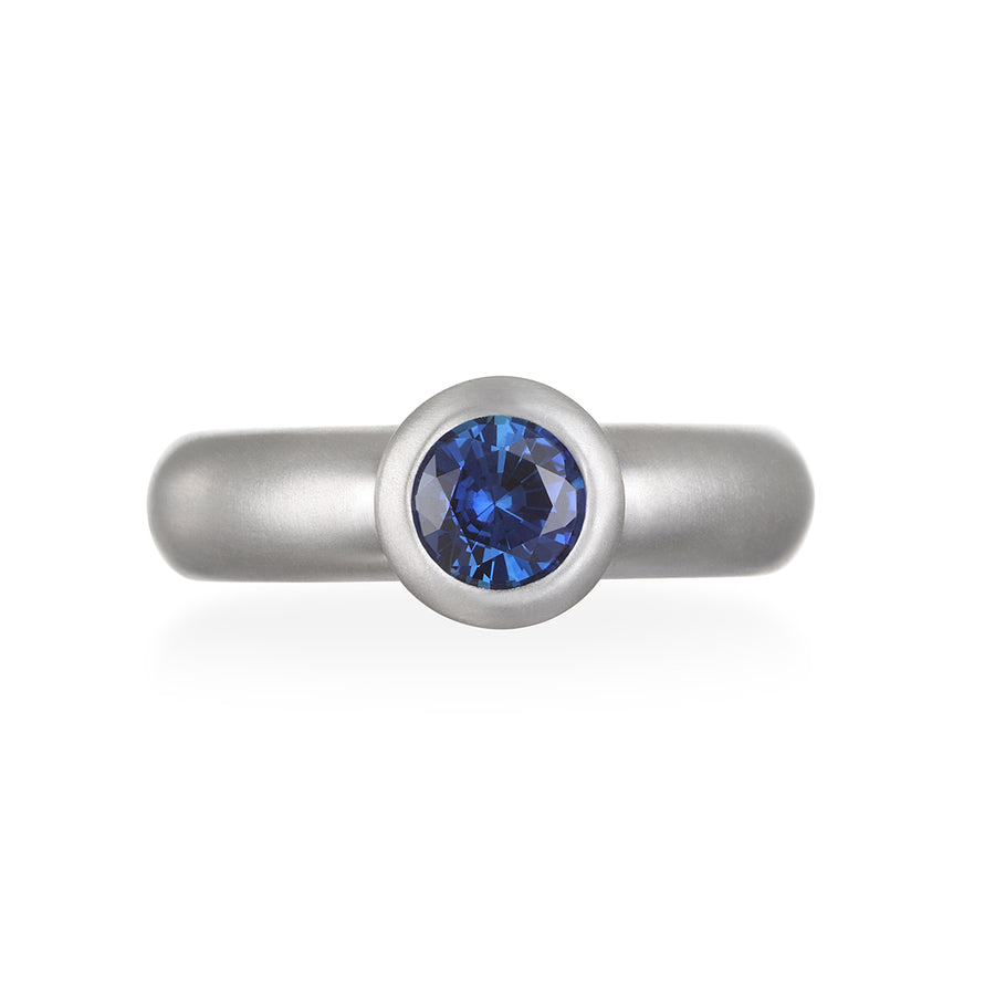 Platinum Ceylon Blue Sapphire Bezel Ring