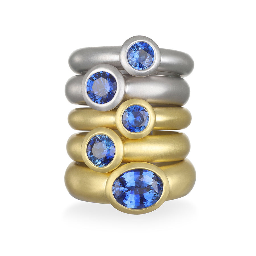 Platinum Ceylon Blue Sapphire Bezel Ring
