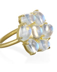 18 Karat Gold Ceylon Moonstone Daisy Ring