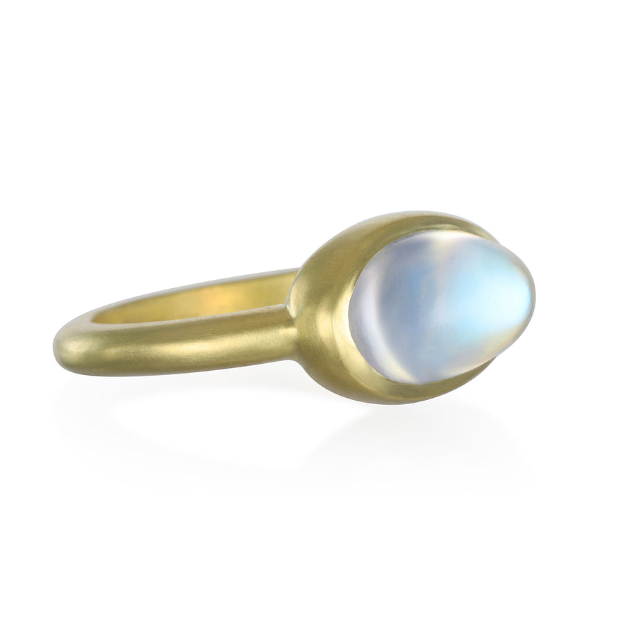 18 Karat Gold Blue Moonstone Bezel Ring
