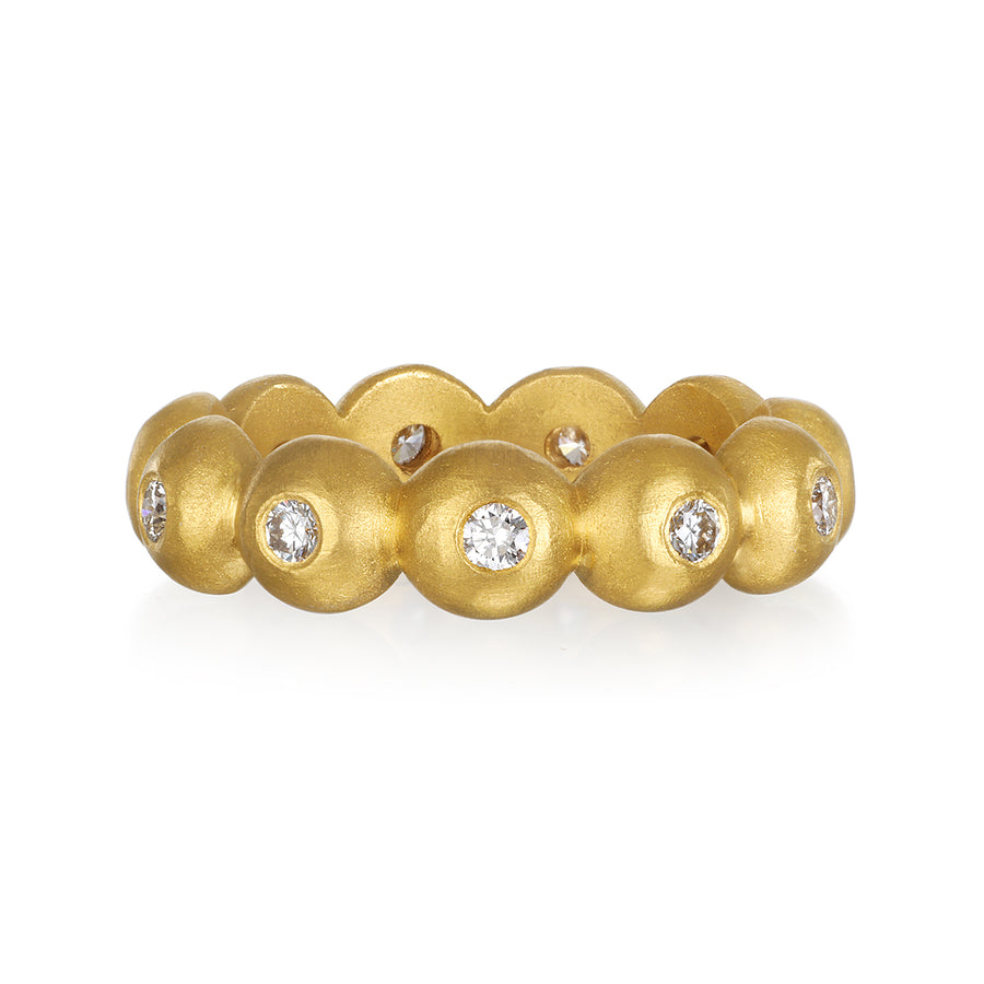 22 Karat Gold Diamond Granulation Bead Band Ring