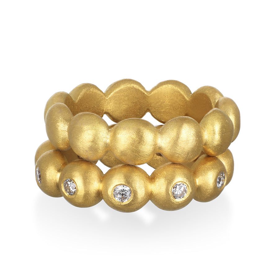 22 Karat Gold Diamond Granulation Bead Band Ring