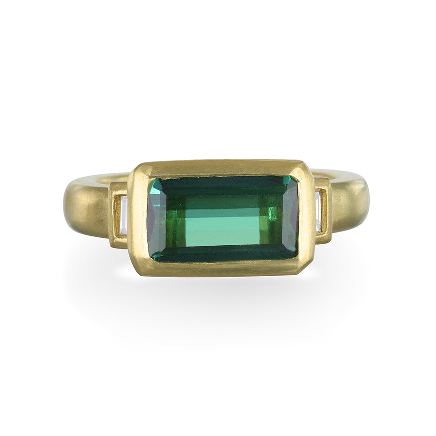 18 Karat Gold Blue Green Tourmaline RIng