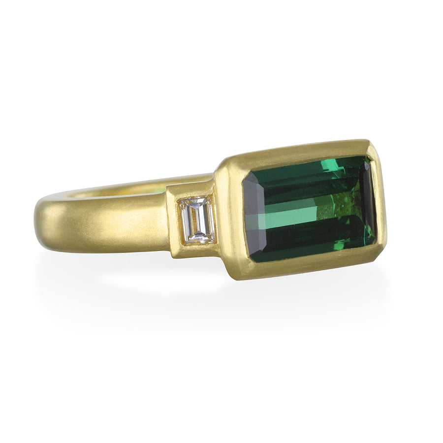 18 Karat Gold Blue Green Tourmaline RIng