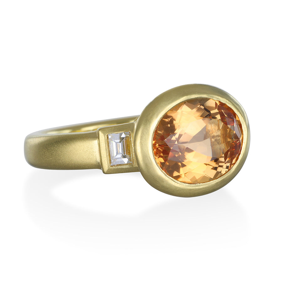 Peach Tourmaline Three-Stone Ring