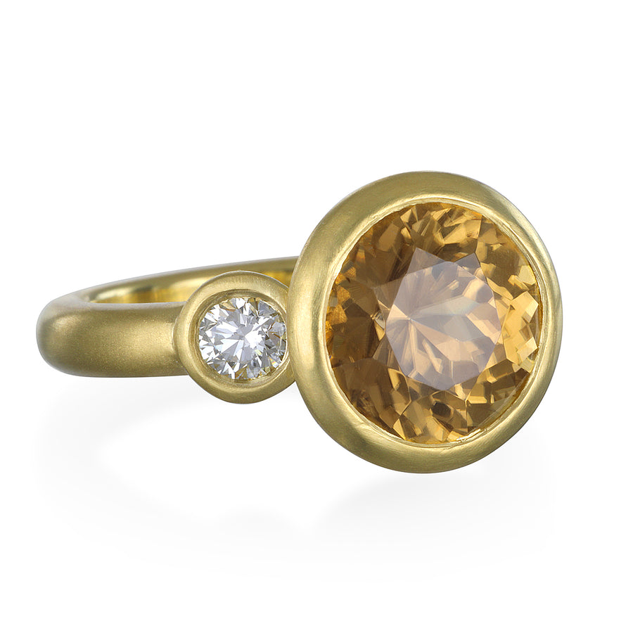 Zircon Diamond Three-Stone Ring
