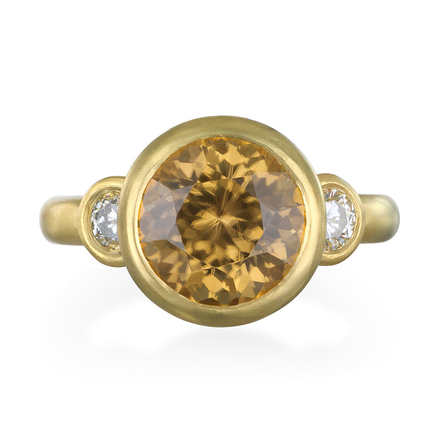Zircon Diamond Three-Stone Ring