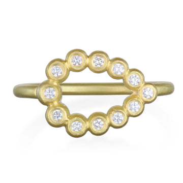 18 Karat Gold Diamond Tear Drop Ring