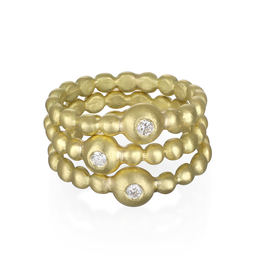 18 Karat Gold Diamond Granulation Bead Ring