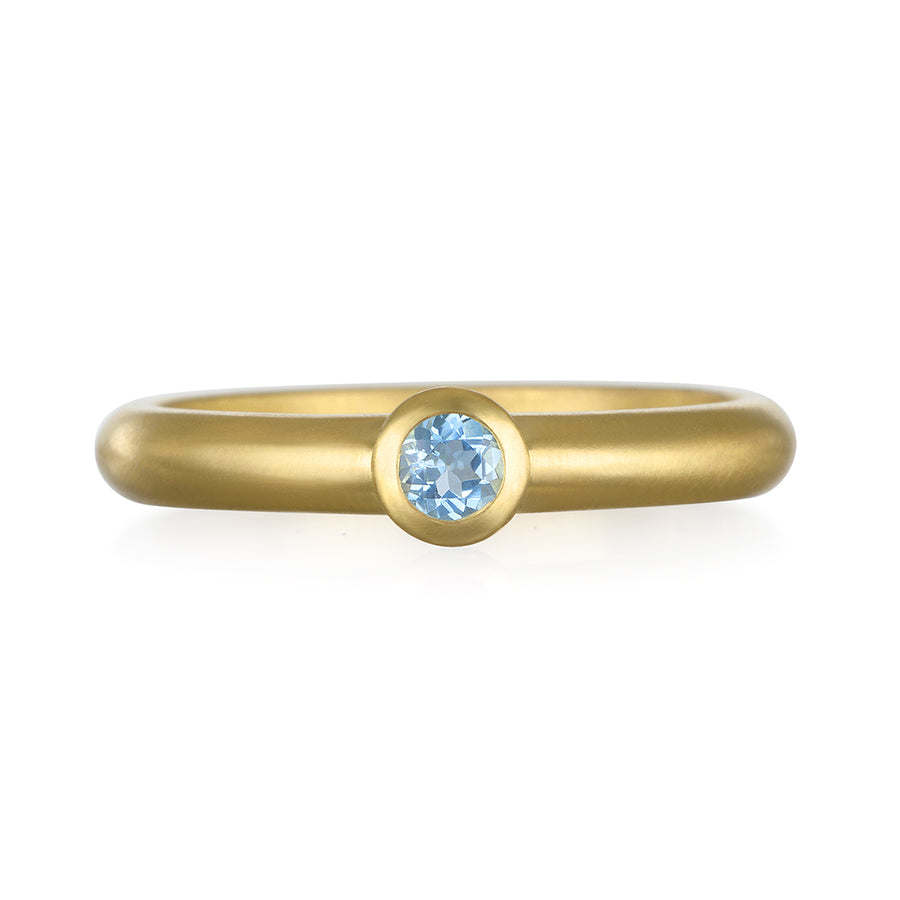 18 Karat Gold Aquamarine Bezel Ring