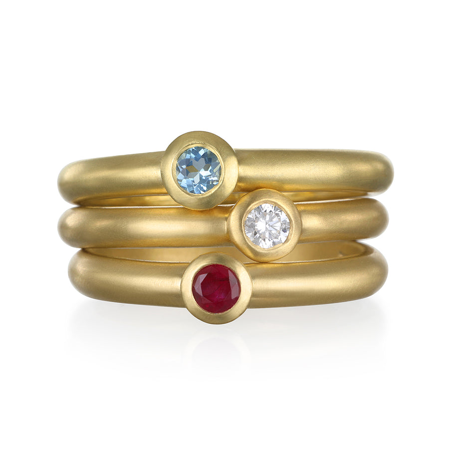 18 Karat Gold Aquamarine Bezel Ring