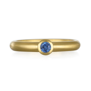 18 Karat Gold Blue Sapphire Bezel Ring