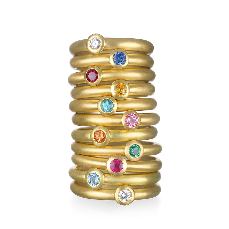 18 Karat Gold Aquamarine Stack Ring