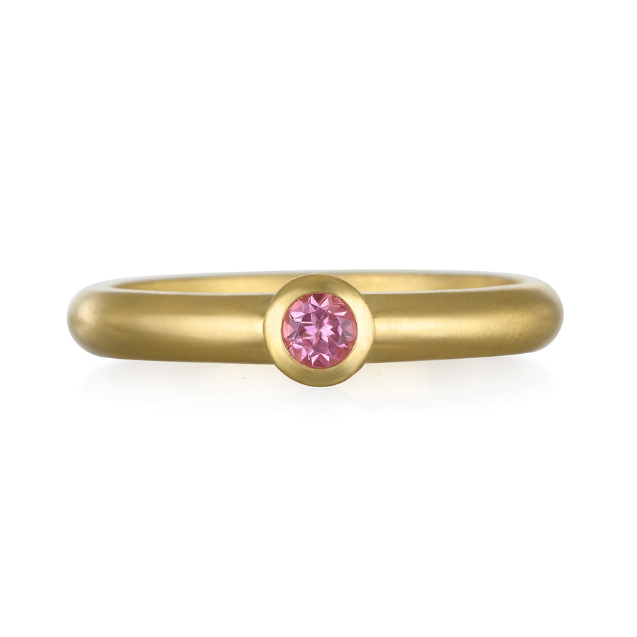 18 Karat Gold Pink Tourmaline Bezel Ring