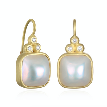 Mabe Pearl and Diamond Earrings