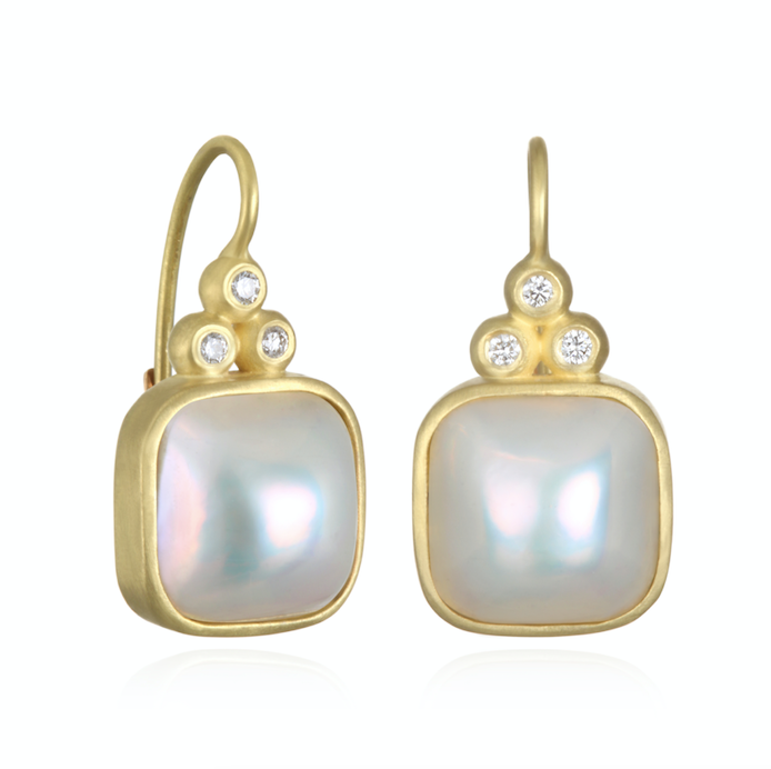 Mabe Pearl and Diamond Earrings