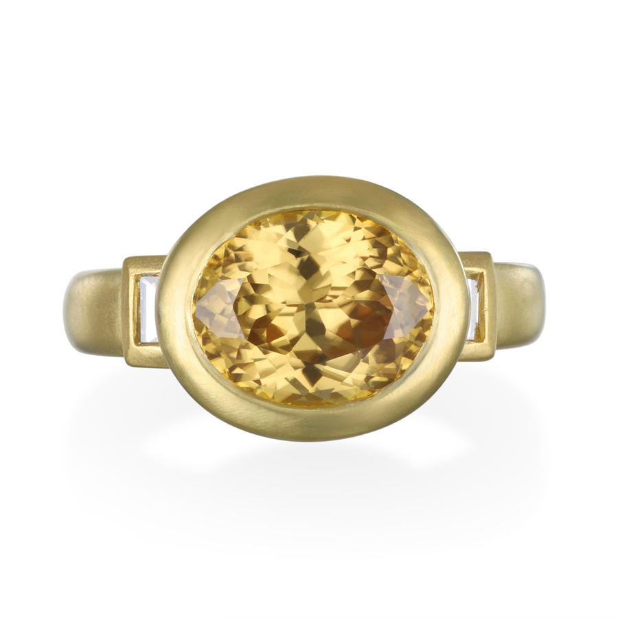 18 Karat Gold Zircon Diamond Three Stone Ring