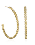 18 Karat Gold Diamond Granulation Oval Hoop Earrings