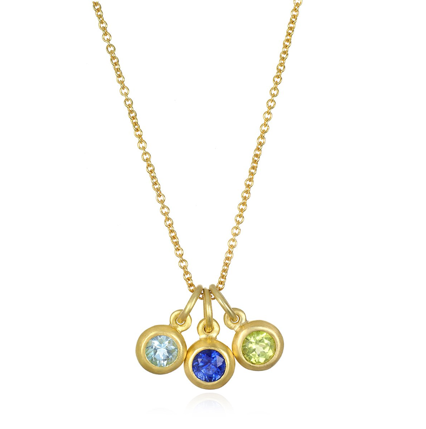18 Karat Gold Bezel Set Colored Birthstone Charms