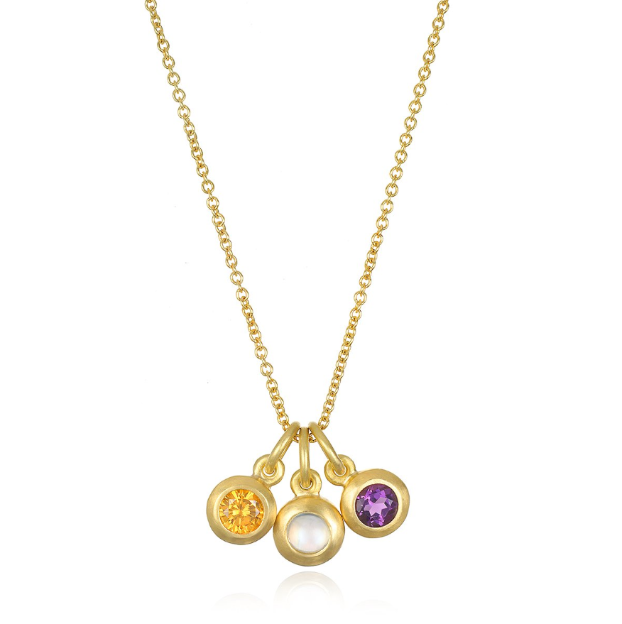 18 Karat Gold Bezel Set Colored Birthstone Charms