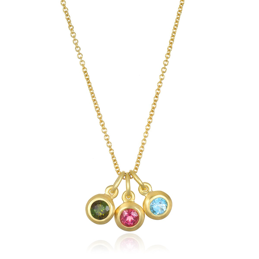 18 Karat Gold Bezel Set Colored Birthstone Charms