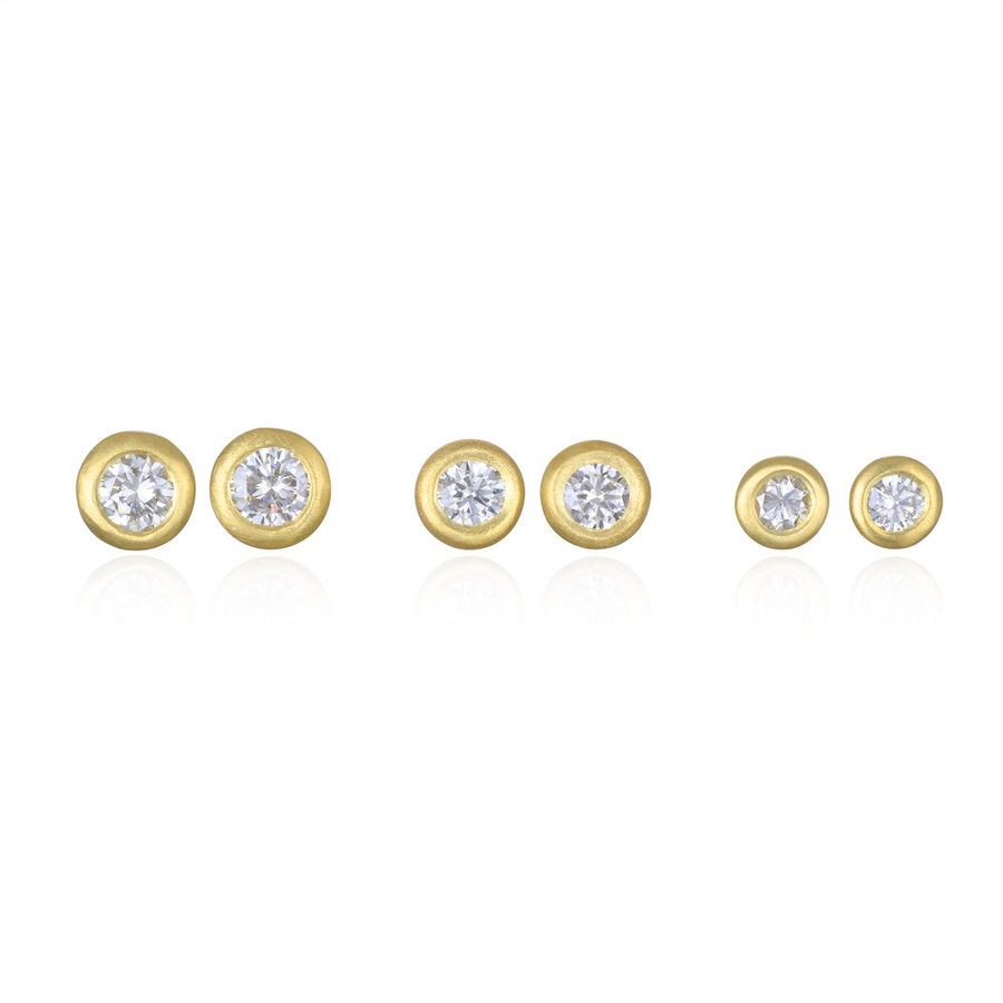 18 Karat Gold Diamond Martini Bezel Studs