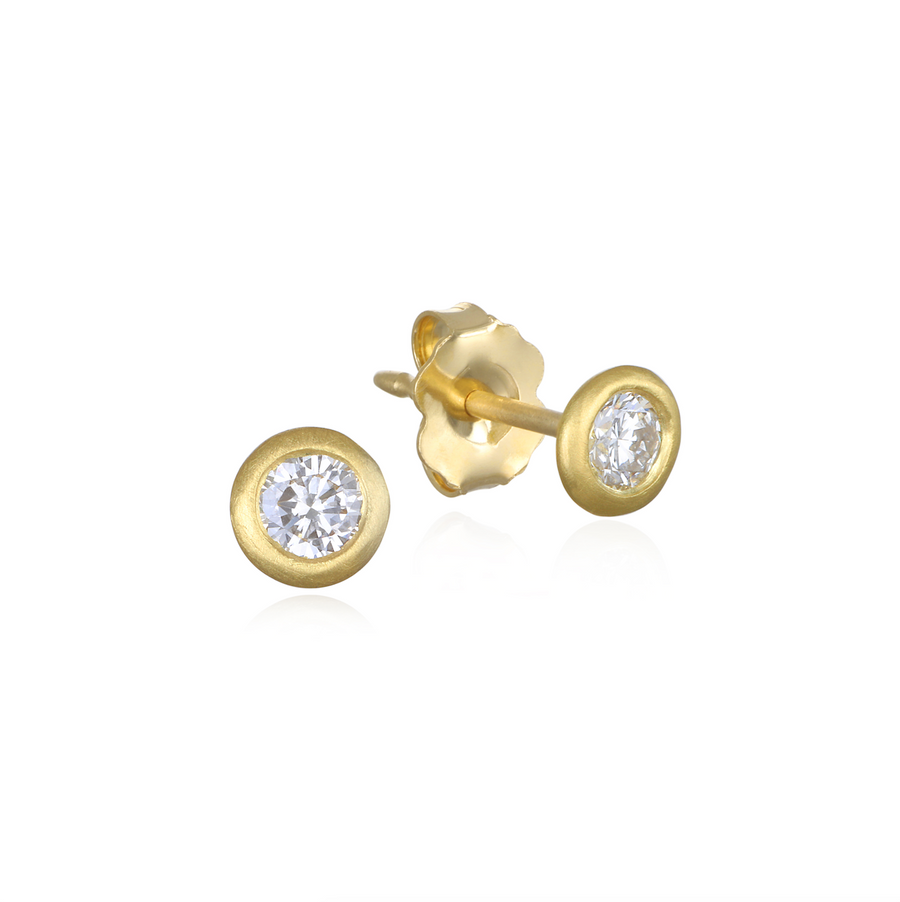 18 Karat Gold Diamond Martini Bezel Studs