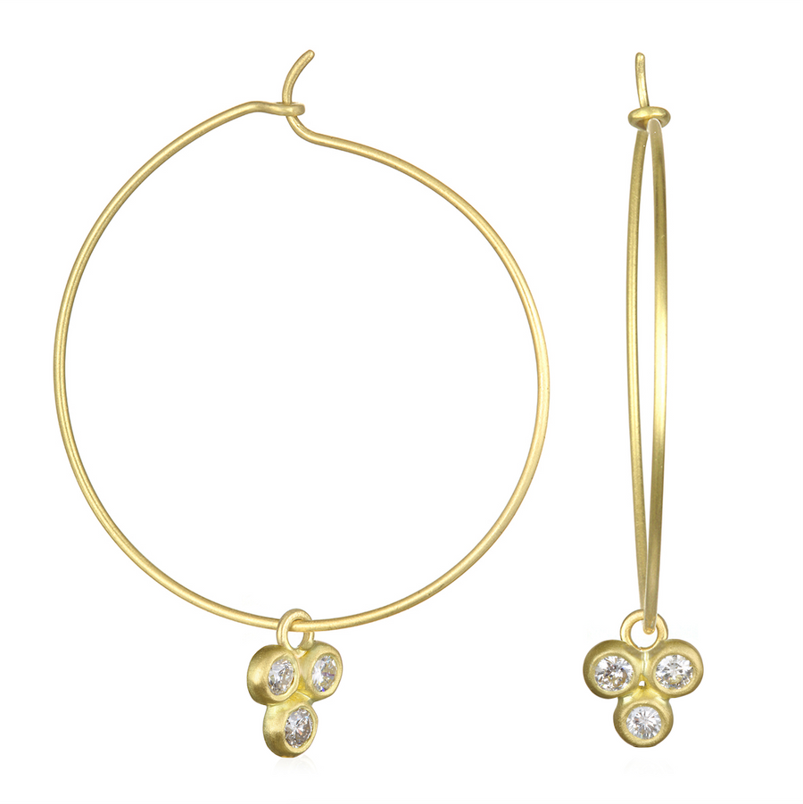 18 Karat Gold Triple  Gemstone Drops