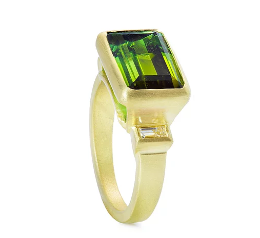 18 Karat Gold Diamond and Tourmaline Ring