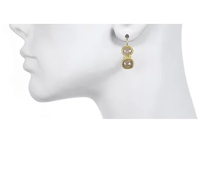 18 Karat Gold Double Hinge Milky Diamond Earrings