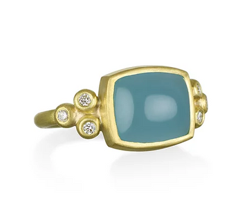 18 Karat Gold Aquamarine and Diamond Ring