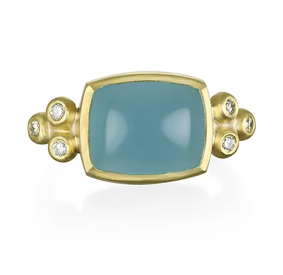 18 Karat Gold Aquamarine and Diamond Ring