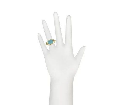 18 Karat Gold Aquamarine and Diamond Ring