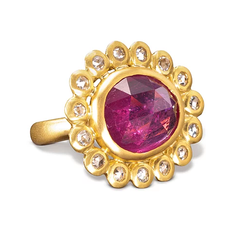 Pink Sapphire Daisy Ring