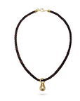 18 Karat Gold Golden South Sea Pearl Pendant on Leather Cord