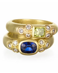 Green Diamond + Blue Sapphire Rings