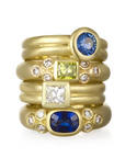 Green Diamond + Blue Sapphire Rings