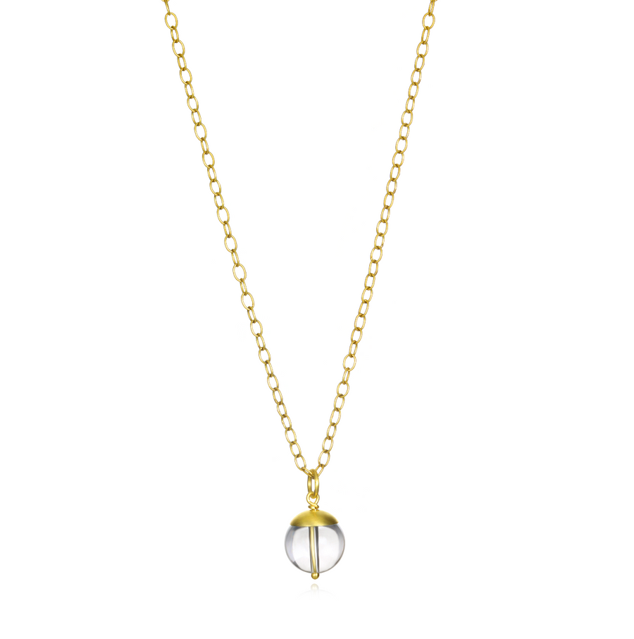 18 Karat Gold Rock Crystal Quartz Orb Pendant