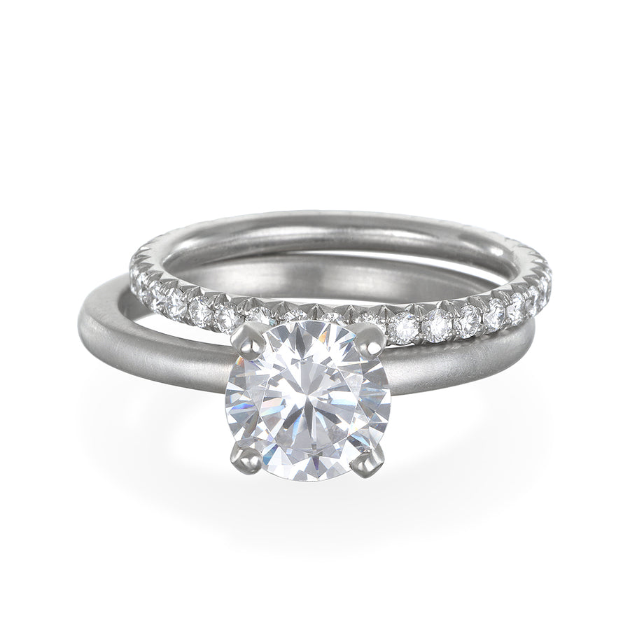 Platinum Micro Pave Eternity Wedding Band