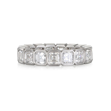 Platinum Asscher Diamond Bezel Eternity Ring